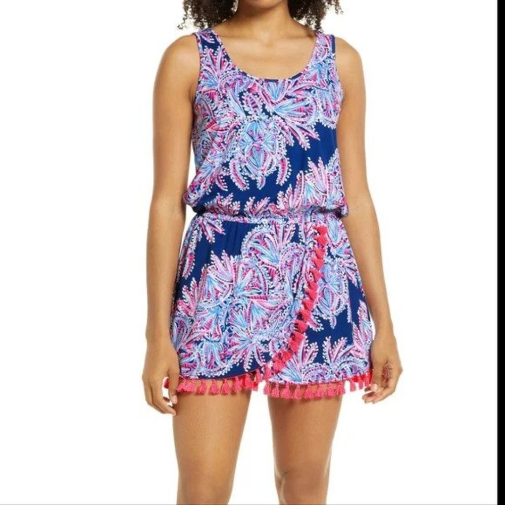 Lilly Pulitzer Jarrett Miss Shell Skort Romper In Oyster Bay Blue